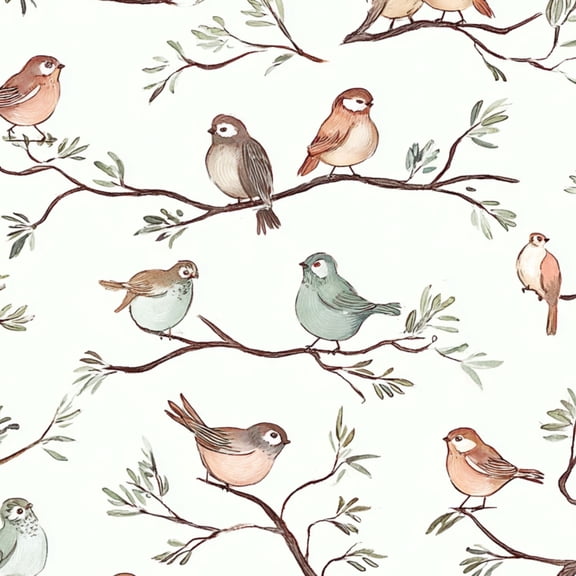 Peel and Stick Wallpaper Farmhouse Decor Birds Branches Seamless Self Adhesive Removable Renter Friendly Contact Paper for Bedroom 17.7in x 118in