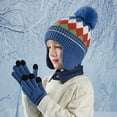 thumbnail image 2 of AWZXDE Children Fashion Kids Hat Gloves With Hairball Colored Shaped Knitted Woolen Hat For Boys And Girls Warm Ear Protection Blue, 2 of 4