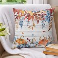 thumbnail image 3 of Pillow Covers 18x18 Set of 2, Fall Blue Pumpkins Throw Pillow Covers Decorative Couch Cushion Cover, Thanksgiving Eucalyptus Farm Wooden Plank Microfiber Soft Pillowcases for Bedroom Living Room Sofa, 3 of 9