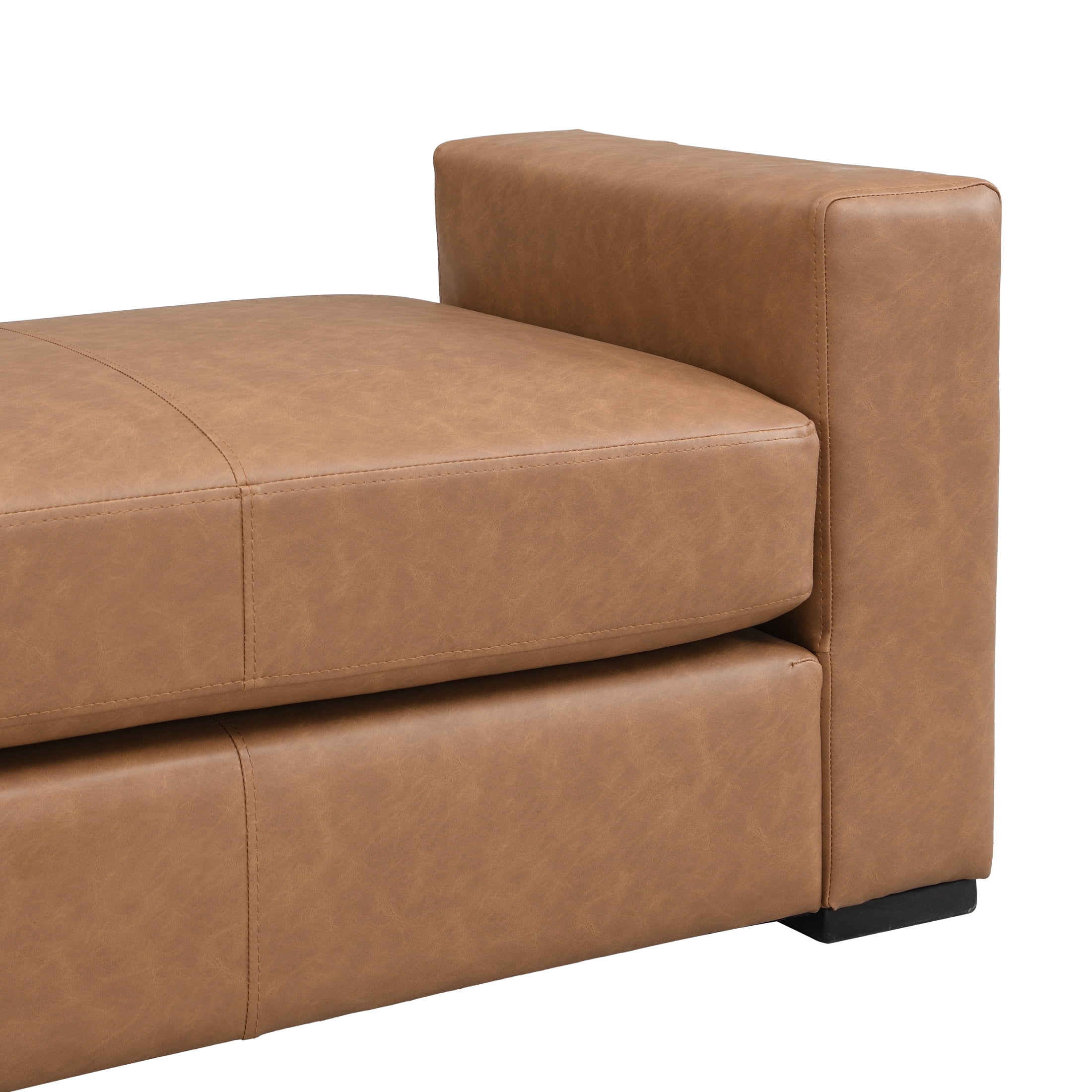 Christopher Knight Home 57.7" Rectangle Faux Leather Ottoman Bench with Armrests, Brown