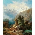 thumbnail image 2 of Anton Karinger 12x14 Black Ornate Wood Framed Double Matted Museum Art Print Titled: The Family Idyll, in the Background a View of Ortler from Mals, 2 of 5