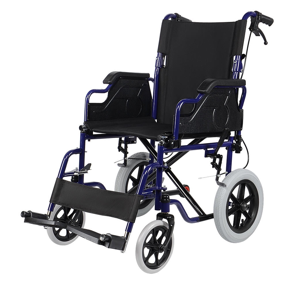 Lightweight Transport Wheelchair with Hand Brakes and Footrests