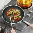 thumbnail image 3 of 34cm Stainless Steel Non-Stick Cooking Wok with Honeycomb Pattern, Induction & Gas Stove Compatible, Sturdy Handle & Glass Lid, 3 of 9