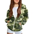 thumbnail image 2 of jobturf Kids Jackets Lightweight Camo Full Zip Long Sleeve Hoodies Casual Fall Winter Warm Fleece Sweatshirt with Pockets 4-12 Years, 2 of 8
