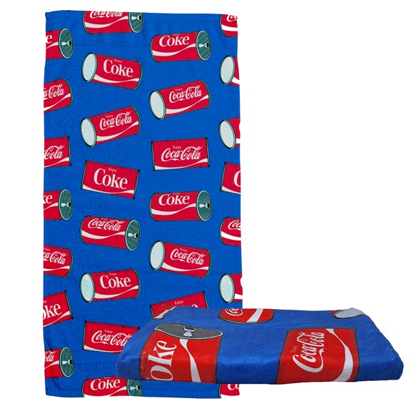 TOALLA COCA COLA AZUL LATAS