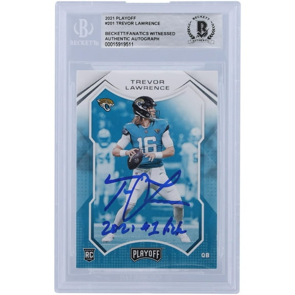 Trevor Lawrence Jacksonville Jaguars Autographed 2021 Panini Playoff #201 Beckett Fanatics Witnessed Authenticated Rookie Card with "2021 #1 Pick" Inscription - Fanatics Authentic Certified