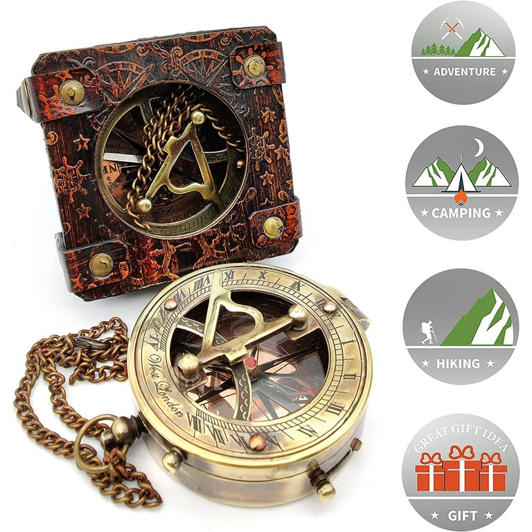 4″ Sundial Compass – Solid Brass Sun Dial – 5MoonSun5