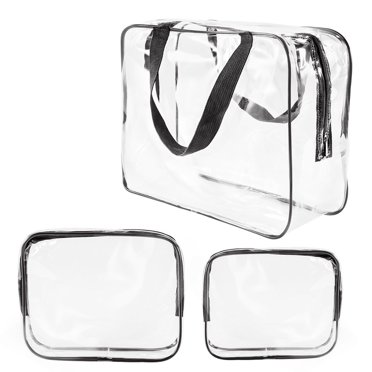 3Pcs Clear Makeup Bag, Three Different Sizes of Travel Bags for Toiletries, Pvc Cosmetic Bag with Zipper