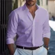 thumbnail image 1 of Camisa de hombre serie Tiki, camisa casual de negocios de manga larga de color sólido, parte superior con solapa y botones, tela cómoda para primavera/verano, 1 of 6