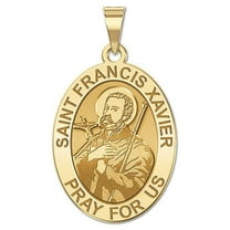 Saint Francis Xavier Religious Medal  - 3/4 inch x 1 inch - Solid 14K Yellow Gold