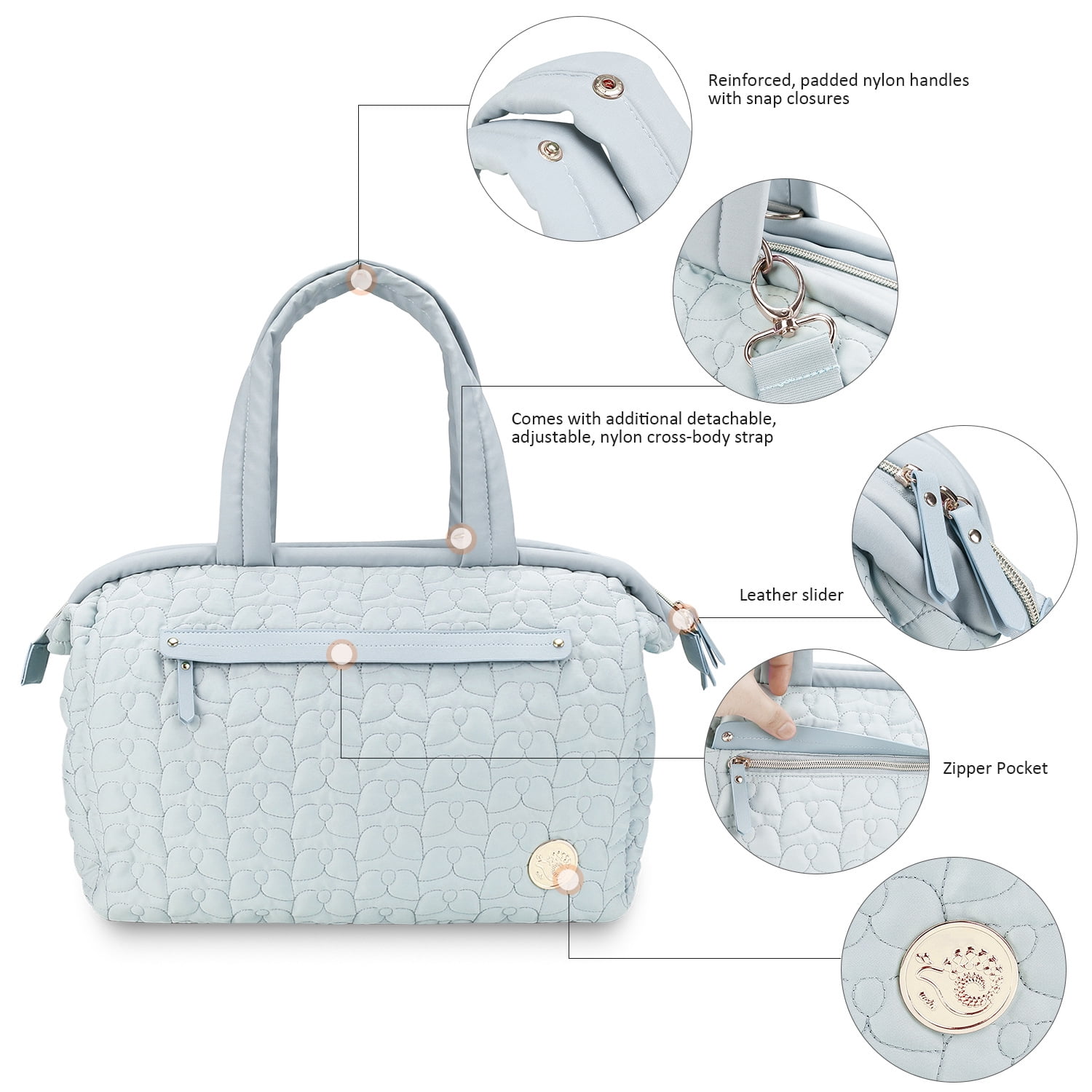 Sunyuer Diaper Bag Tote, Quilted Mommy Bag Function Large Capacity Maternity Bag with Shoulder Strap Wet Pocket
