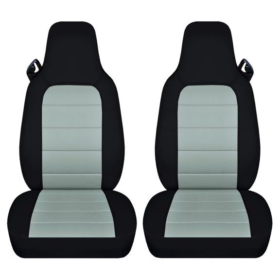 T468-Designcovers Fits 2013-2015 Mazda MX-5 Miata Cotton Seat Covers:Black and Steel Gray