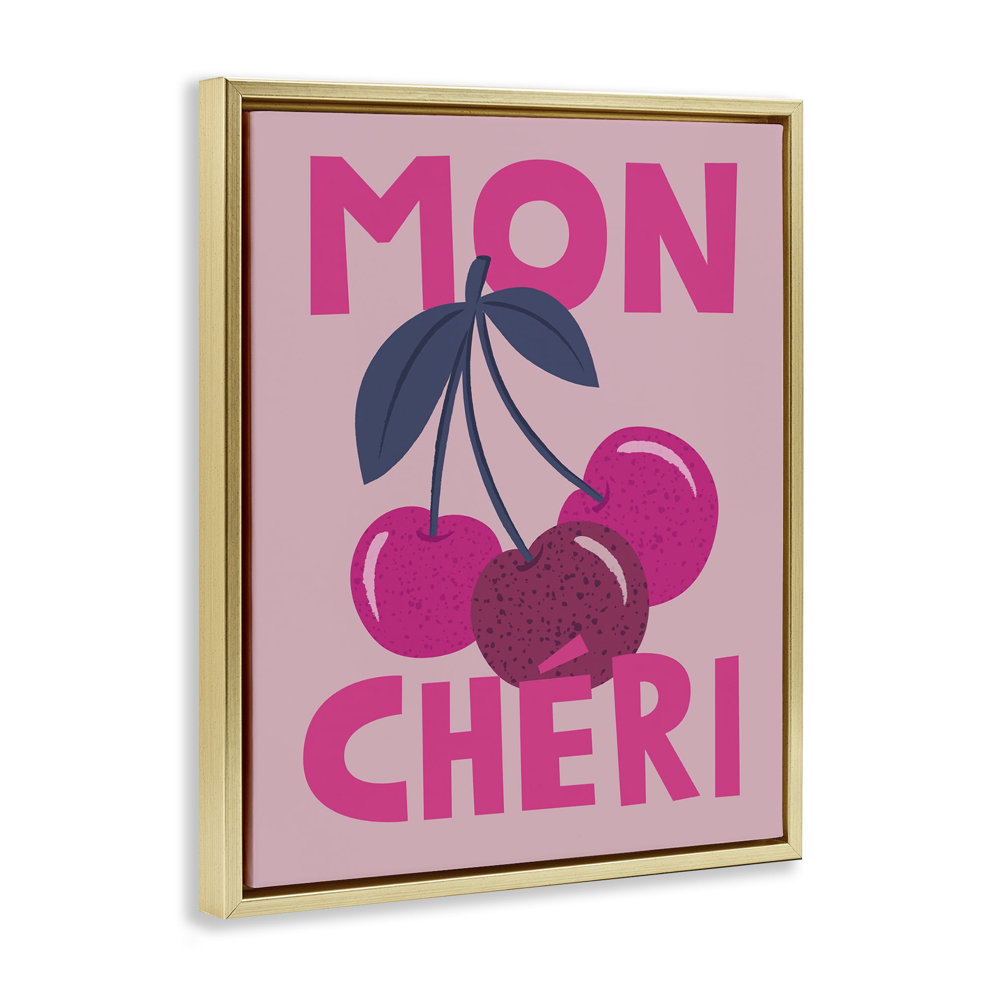 Stupell Industries Mon Cheri Fruits Food & Beverage Painting Gold Floater Framed Canvas Art Print Wall Art, 17 x 21