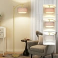 thumbnail image 4 of SUNMORY Arc Floor Lamp, Modern Corner Standing Lamp with Unique Hanging Douoble Drum Lampshade for Living Room, Bedroom, Study Room, 4 of 9