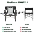 thumbnail image 2 of Sunnyfeel Oversized Camping Directors Chair, 600 LBS Portable Folding Chair with Side Pocket and Side Table for Beach, Fishing, Picnic, Lawn, Outdoor, Black, 2 of 9