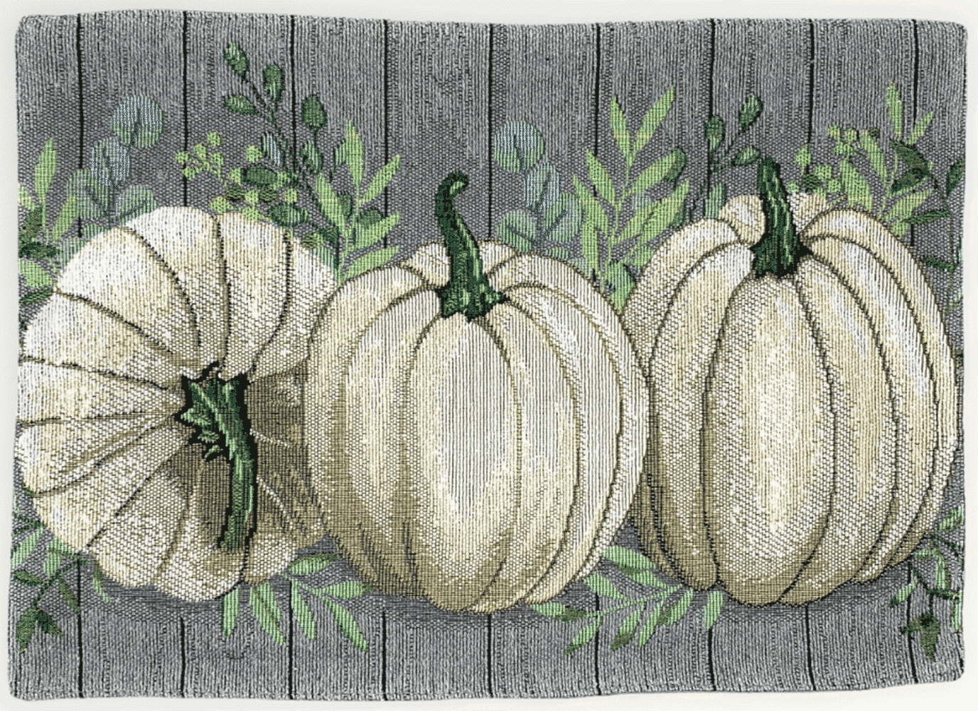 Windham Home Autumn Fall Thanksgiving Themed Tapestry Placemats, Set of 4  (White Pumpkin Trio)
