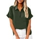 thumbnail image 1 of Vestidos Casuales Para Mujer, Blusas De Mujer De Moda Blusa tipo túnica de lino con media cremallera y manga corta con solapa para mujer, ropa de trabajo de verano, 1 of 7