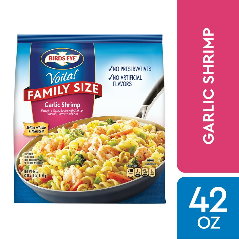 Birds Eye Voila! Garlic Shrimp Pasta, Family Size Skillet Meal, 42 Oz