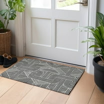 Addison Rugs Chantille Indoor/Outdoor Transitional Lines Black Washable Rectangle Rug, 1'8" x 2'6"