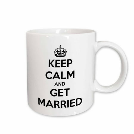 

3dRose Keep calm and get married Black and White Ceramic Mug 11-ounce