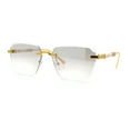 thumbnail image 4 of Luxury Hip Hop Rapper Rimless Bevel Lens Rectangular Hustler Sunglasses Gold - Clear Mirror, 4 of 8