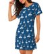 thumbnail image 2 of Balery Cartoon Geese With Xmas Camisón de manga corta con cuello redondo para mujer, cómodo y elegante., 2 of 6