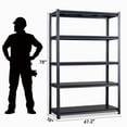 thumbnail image 3 of Zimtown 78" H 5-Tier Adjustable Storage Shelf, 2200 LBS Heavy Duty Garage Shelving, Industrial Metal Shelving Units Storage Rack, Black, 3 of 14