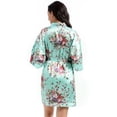 thumbnail image 6 of LYMAYTER Womens Satin Silk Robe Soft Lightweight Short Floral Satin Kimono Wedding Party Sleepwear M-2XL, 6 of 8