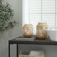 thumbnail image 2 of DecMode Brown Paper Handmade Decorative Candle Lantern with Glass Holder and Handle, 2 of 7