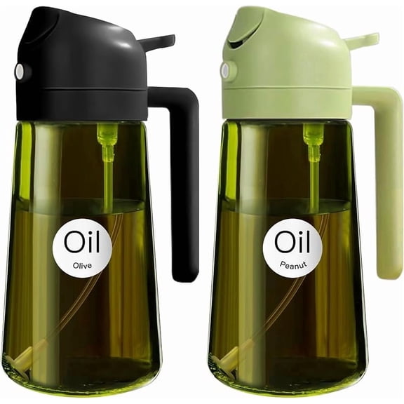 Funpisea 16oz 2-in-1 Oil Sprayer & Dispenser, 2PCS Food-Grade Kitchen Bottle for BBQ & Cooking