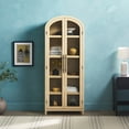 thumbnail image 3 of Walker Edison Modern Arched Bookcase with Glass Doors, Coastal Oak, 3 of 9