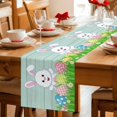 thumbnail image 5 of Easter Rabbits Cotton Linen Table Runner for Dining Kitchen, Watercolor Eggs Cute Bunny Grass Flowers Blue Wedding Outdoor Party Tablerunners, Dresser Scarf Coffee Tablecloth Runners 13x36 Inches, 5 of 9