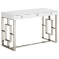 thumbnail image 1 of Best Master Furniture BA211 Silver Writing Desk Contemporary 3 Drawer Writing Desk, Silver, 1 of 2