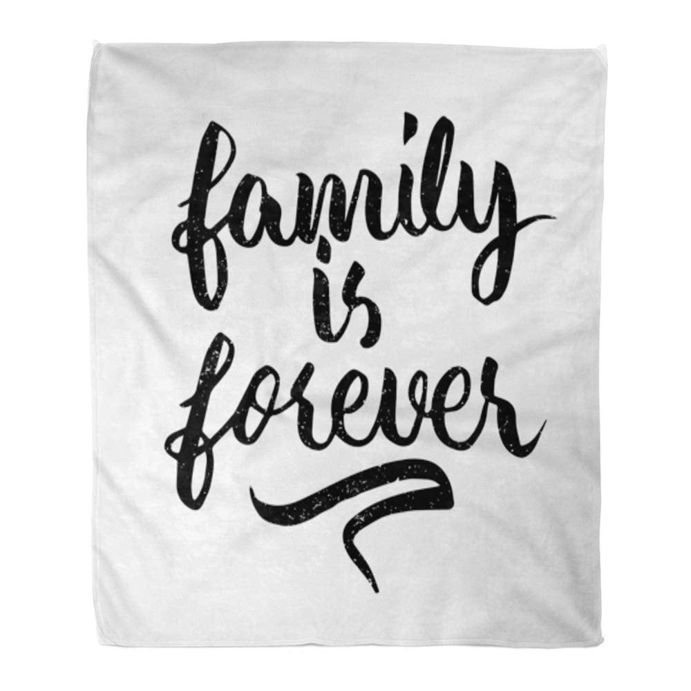 ASHLEIGH Throw Blanket 58x80 Inches Family is Forever Quote Ink Hand