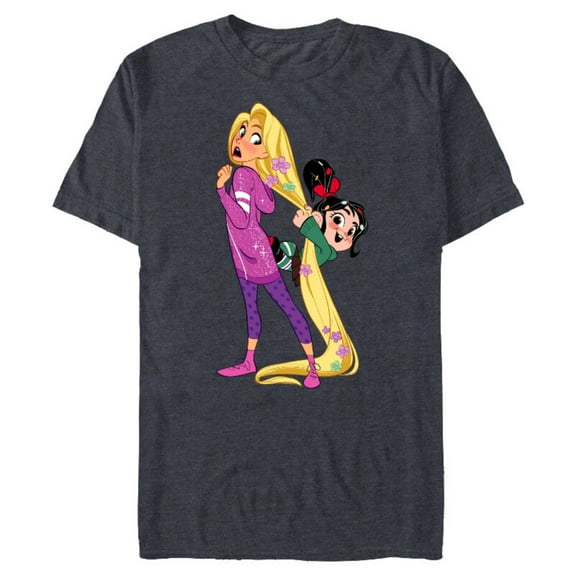 Disney Ralph Breaks the Internet Rapunzel Vanellope T-Shirt- Short Sleeve Blended T-Shirt for Adults - Customized-Navy Heather