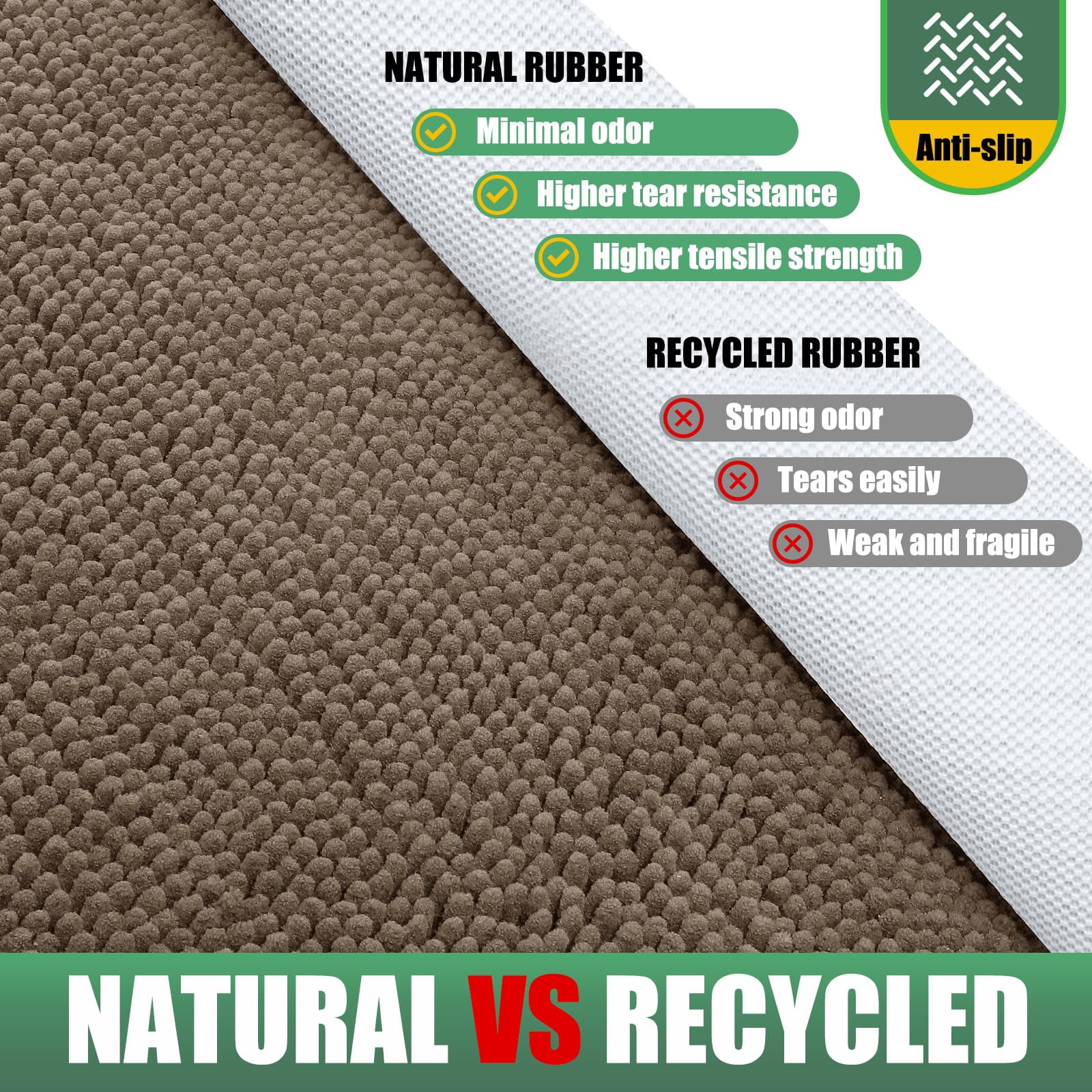 Chenille Absorbent Outdoor Doormat 60" x 36", Washable Muddy Door Mats for Dog Non Slip Indoor Doormat Dog Mat for Muddy Paw Front Inside Doormats for Entryway Beige