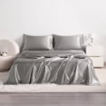 thumbnail image 4 of Lorviah 3 Piece Satin Sheet Set Twin Size - Silky Soft Cooling Bedding - Includes Deep Pocket Fitted Sheet, Flat Sheet & Pillowcase - Gray, 4 of 7