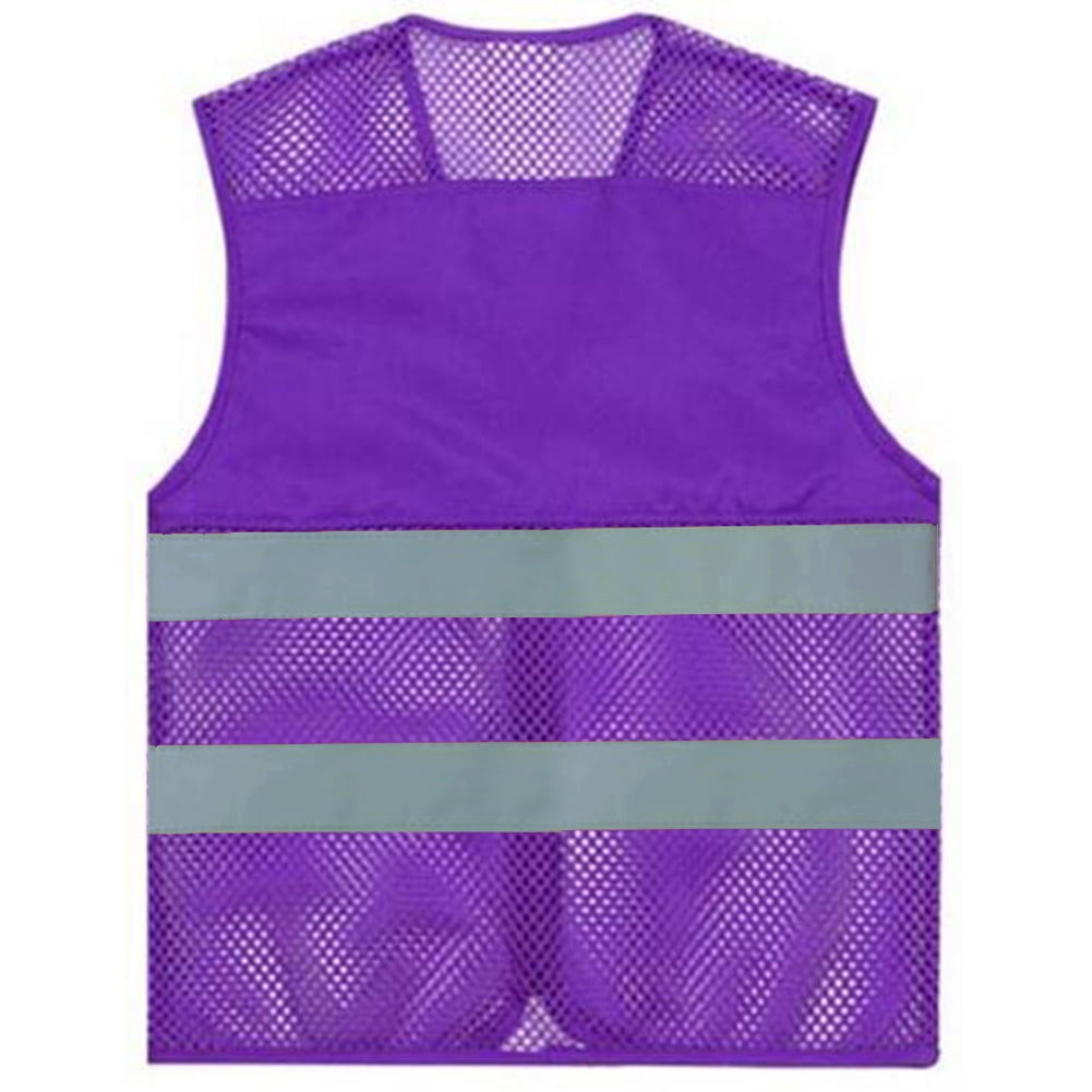 GOGO Unisex High Visibility Zipper Front Mesh Safety Vest with Reflective Strips-Red-L