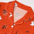 thumbnail image 5 of Bainana Girls Halloween Sleep Outfit Set Kids Pumpkin Ghost Bat Print Short Sleeve Collar Tops And Shorts Indoor Wear Set Stylish Fit Teen Girls Theme Party Clothes Size 11-12 Years Orange, 5 of 9