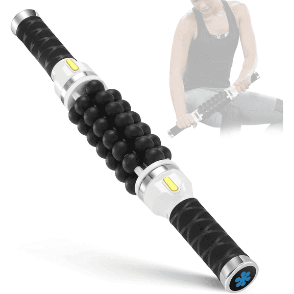 Electric Ball Rolling Massager, Portable Muscle Relaxation Massager, Muscle Relief and Recovery for Athletes, Percussion Massage, 2 Rotations (Silver)