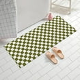 thumbnail image 2 of Olive Green and White Checkerboard Pattern Bathroom Rugs Mat,Non Slip Microfiber Bathroom Rug,Rubber Backing,Soft Bathroom Mats for Bathroom Floor,Tub and Shower,60x24in(150x60cm), 2 of 4