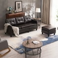 thumbnail image 2 of uhomepro 76"W Mid Century Couches and Sofas Set with Ottoman, High-End Modern Reversible Sectional Sofa, Heavy Duty Living Room Furniture Couch Sofa Set, Comfortable PU Sofa Set, Dark Brown, Q19837, 2 of 12