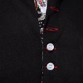 thumbnail image 4 of Camisas Para Hombre Manga Corta Camisa de manga larga color Henley con flor de anacardo y cuello para hombre (Black, XL), 4 of 7