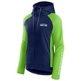 thumbnail image 2 of Women's Fanatics College Navy/Neon Green Seattle Seahawks End Around Lightweight Raglan Full-Zip Hoodie Jacket, 2 of 3