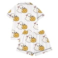 thumbnail image 4 of SJLDQY Girls' Halloween Pajama Sets Ghost Pumpkin Print Short Sleeve Shirts and Shorts 2 Piece Pj Sets Casual Sleepwear Button Down Loungewear Sets, 4 of 5