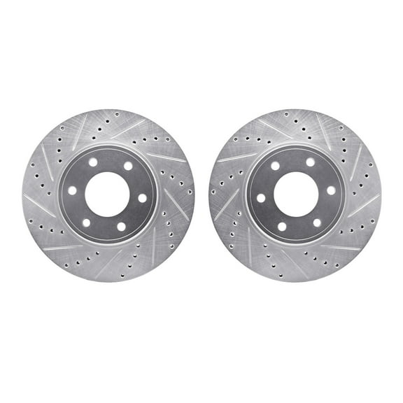 Dynamic Friction Company Front Brake Rotors-Drilled and Slotted-Silver 7002-47047