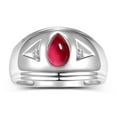 thumbnail image 3 of RYLOS Men's Rings Sterling Silver Pear Shape Tear Drop Cabochon Gemstone & Diamond Rings; Cabochon Ruby   Size 12, 3 of 5