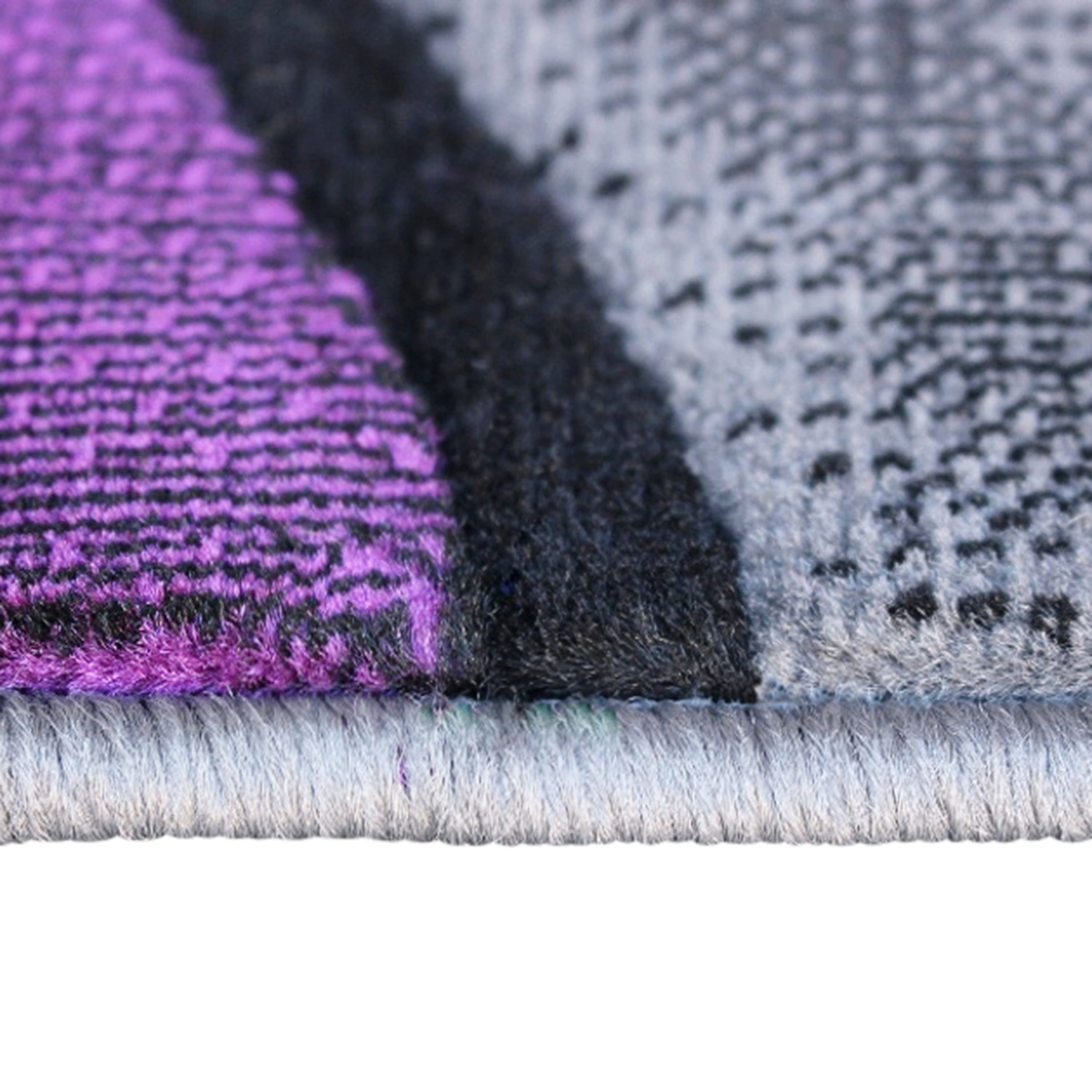BizChair Modern Contemporary Area Rug, Purple Grey Black (3 Feet 10 Inch X 5 Feet)