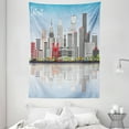 thumbnail image 1 of Detroit Tapestry, Detroit Skyline with Skyscrapers and Modern Buildings Clear Sky Water Reflection, Wall Hanging for Bedroom Living Room Dorm Decor, 60W X 80L Inches, Multicolor, by Ambesonne, 1 of 2