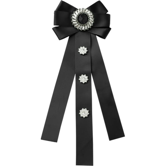 INSPIRE CHIC Women's Rhinestone Ribbon Long Bow Brooch Ties Retro